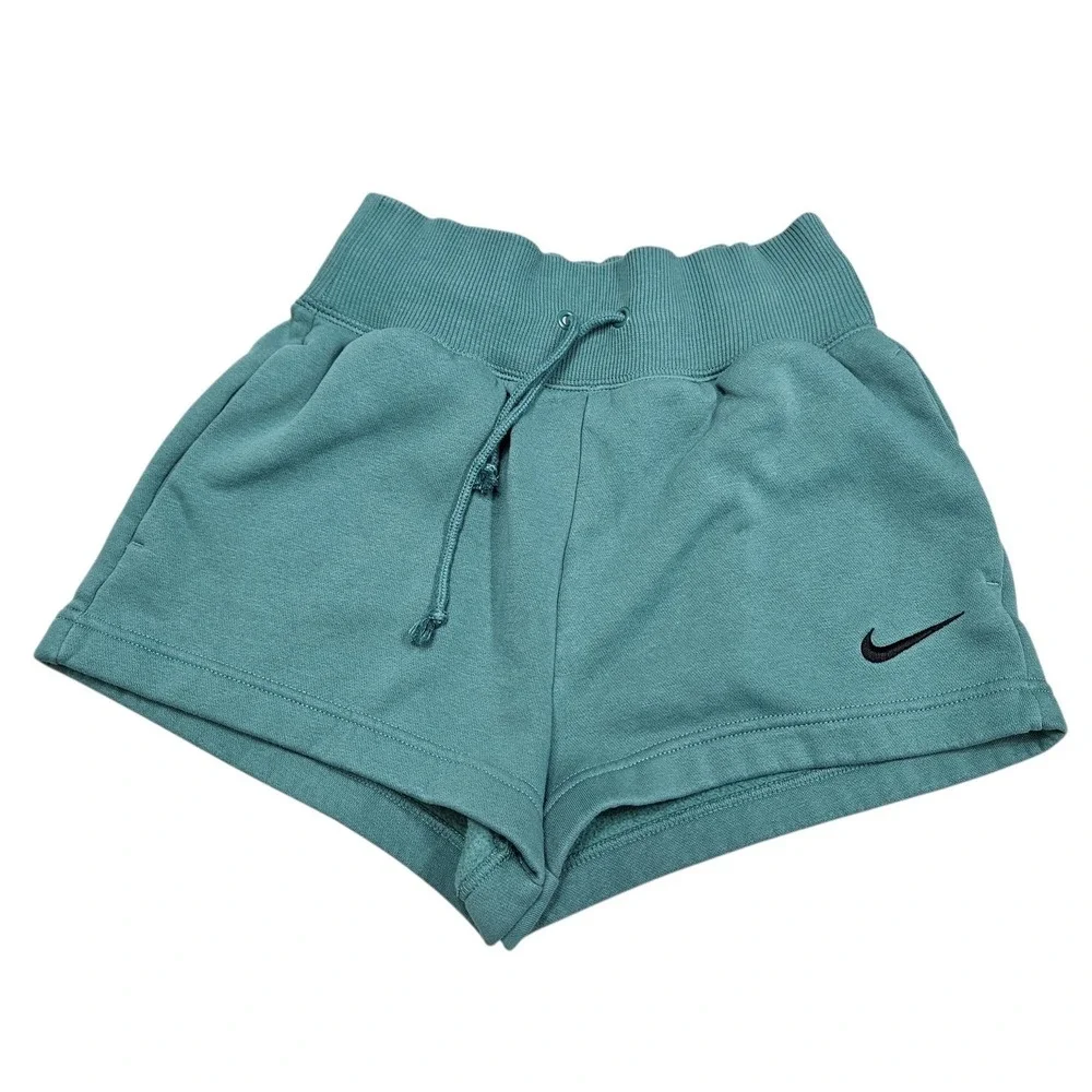 Nike Phoenix Fleece High Waisted Shorts Green Womens XXS Gym‎ Workout Running